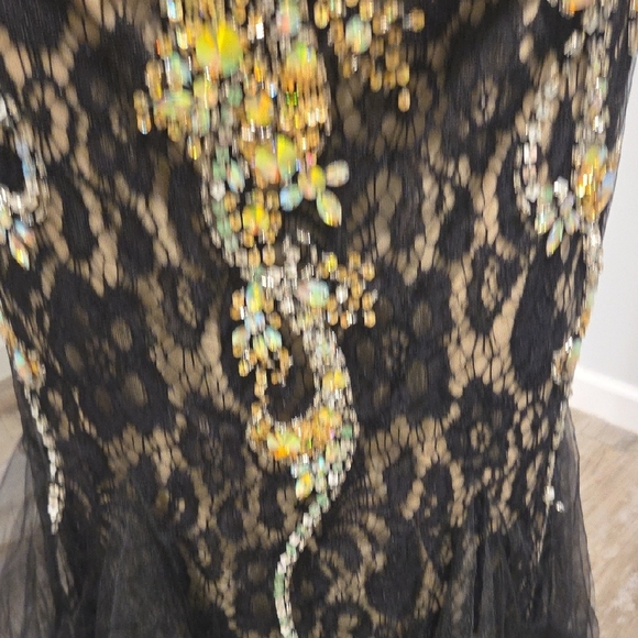 Black and Gold Embellished Sweetheart Prom Gown - Picture 6 of 17
